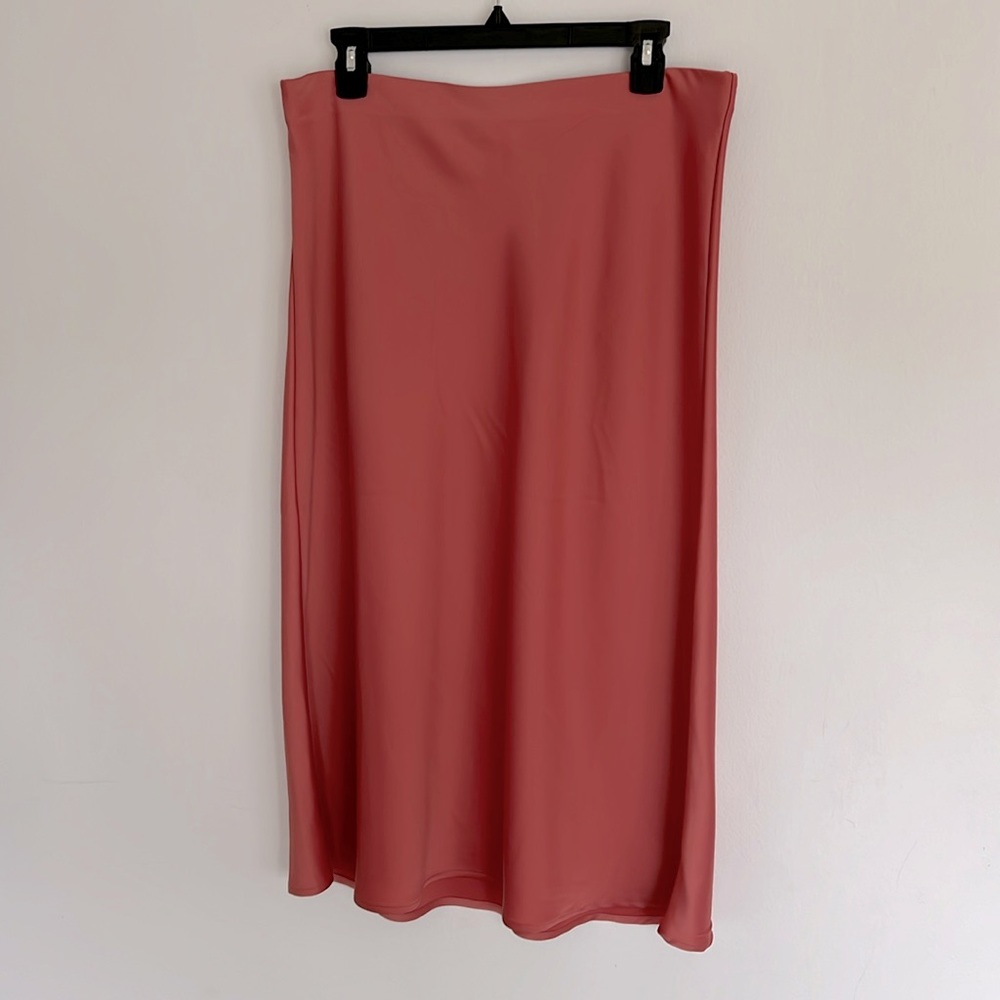 Silky midi slip skirt
